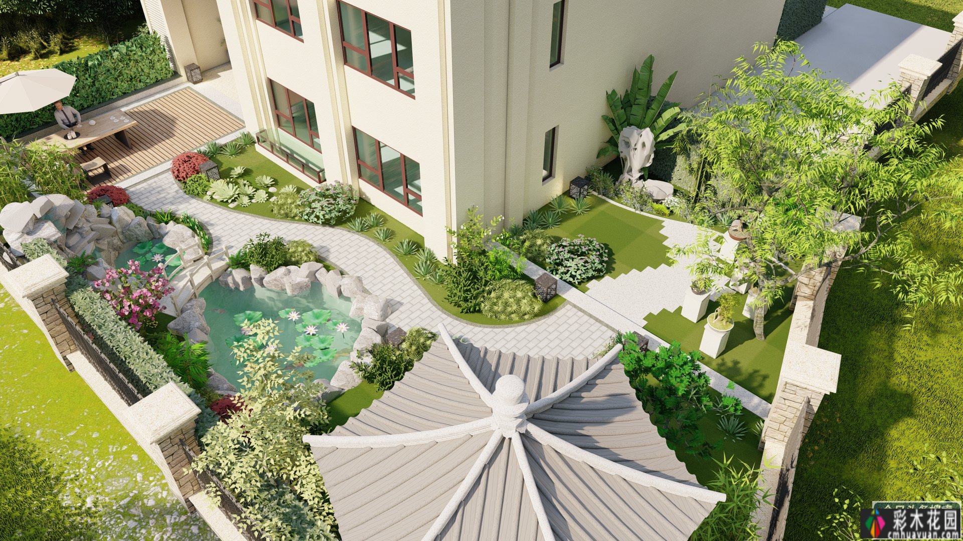 130m2别墅的一楼庭院 花园，所以设计，能让人感觉更幸福。