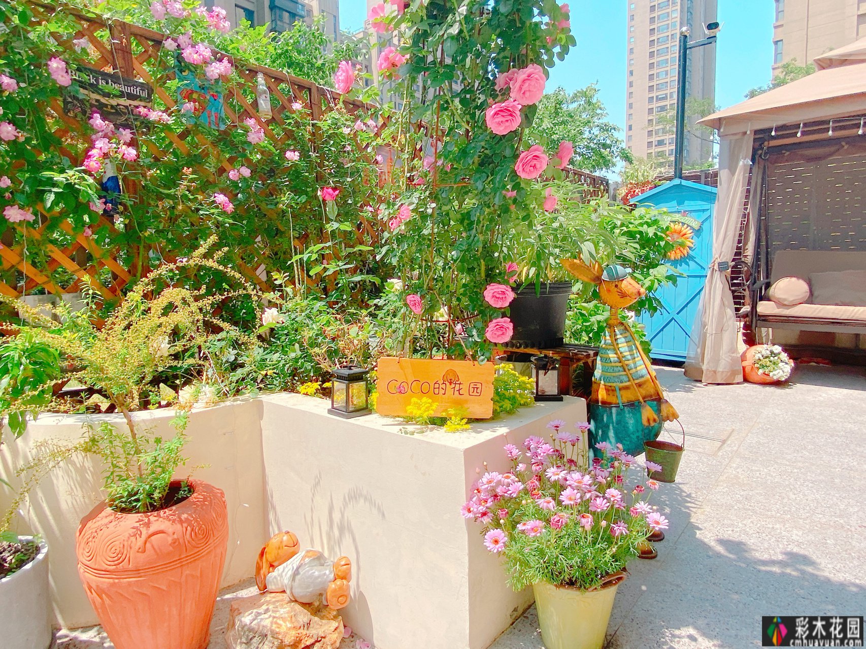 对于这个30㎡的院子，我选择了一楼的房子，DIY做了一个秘籍花园，太美了。